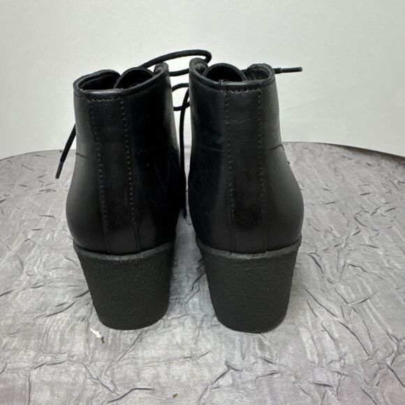 Clarks Women’s Athie Terra Black Lace Up Wedge Heel Platform Boots Size 8.5 - Picture 6 of 10